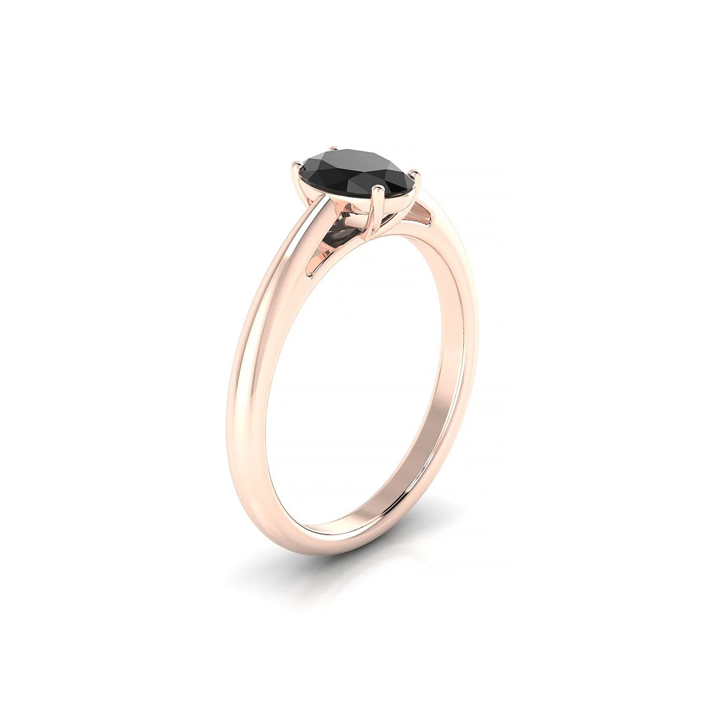 Treasure | 18k Rose Gold 7 x 5 mm Oval Black Diamond Ring