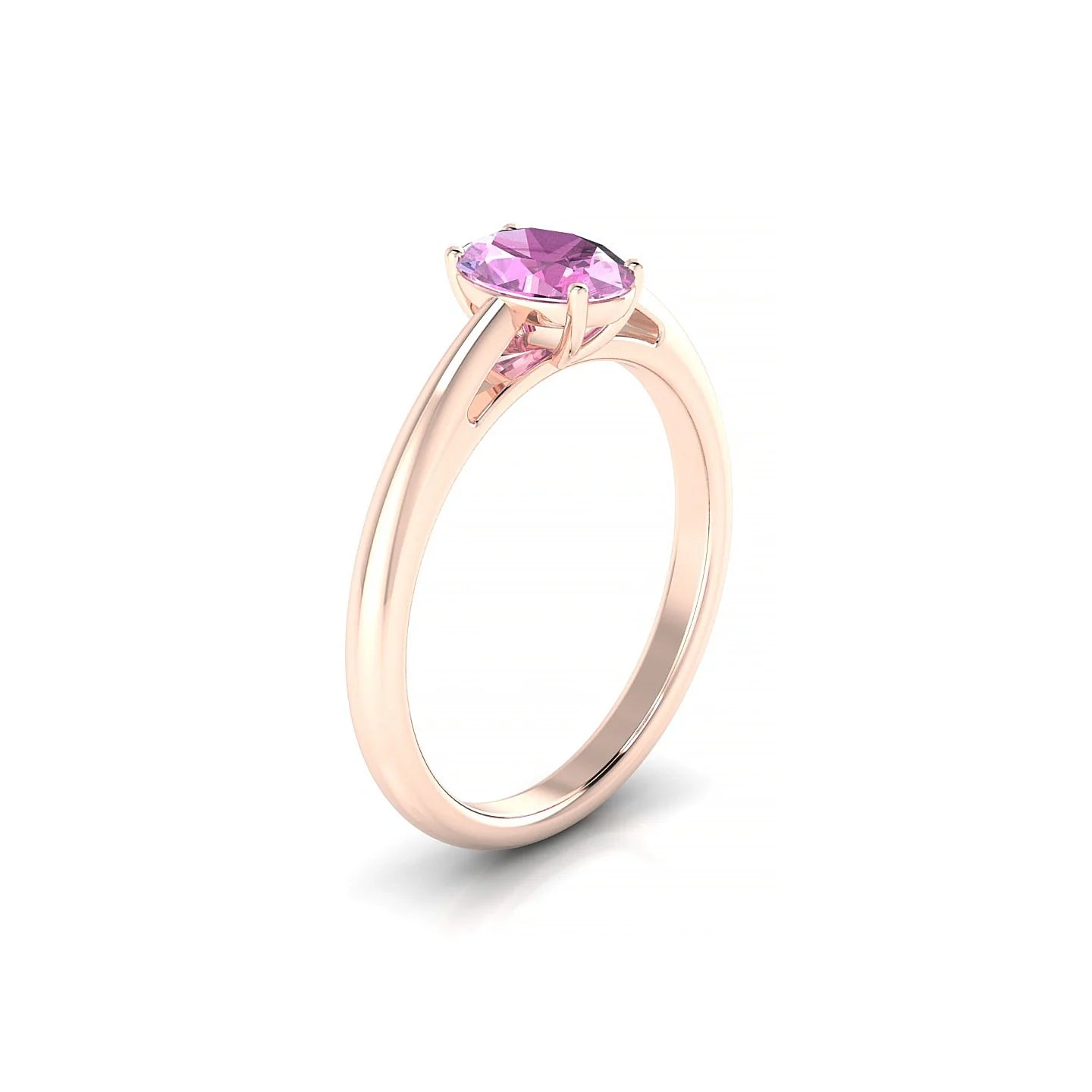 Treasure | 18k Rose Gold 7 x 5 mm Oval Pink Sapphire Ring