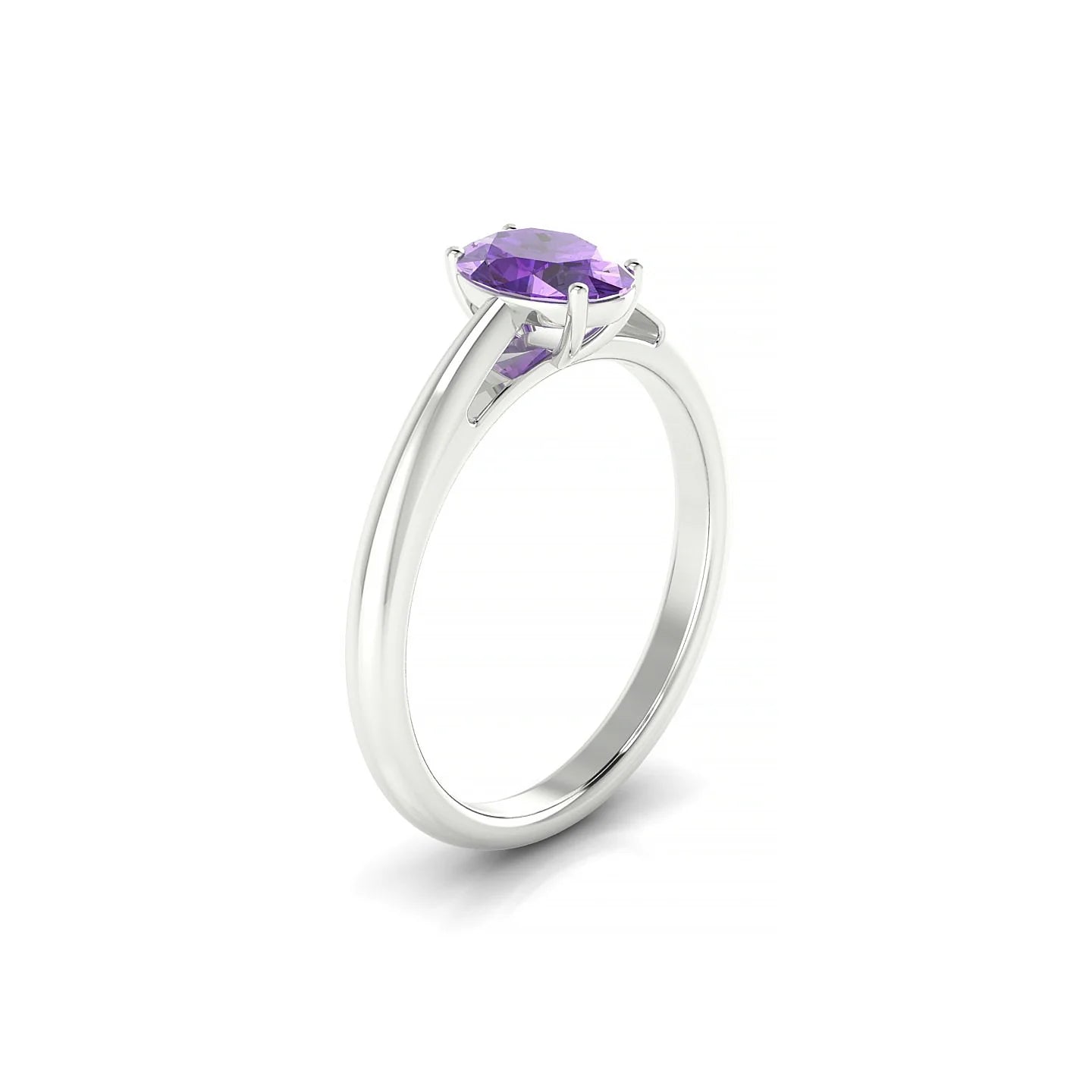 Treasure | 18k White Gold 7 x 5 mm Oval Amethyst Ring
