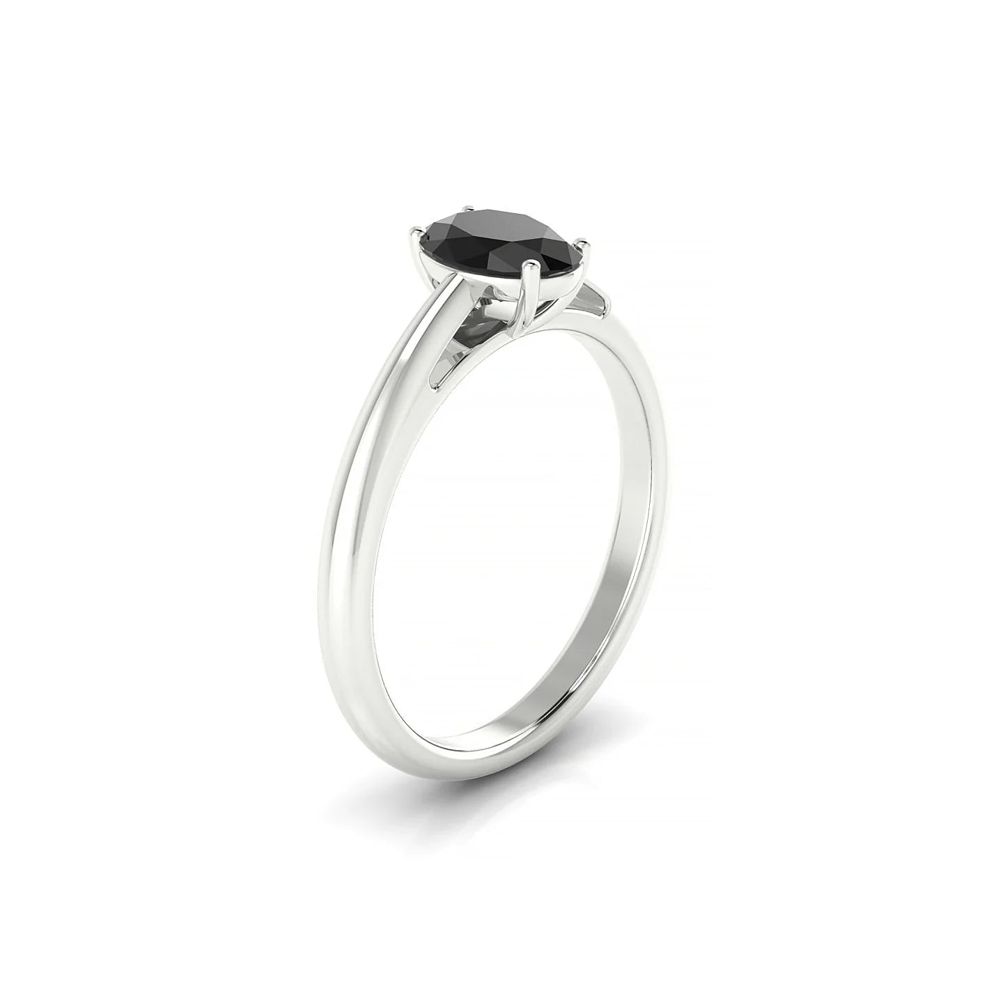 Treasure | 18k White Gold 7 x 5 mm Oval Black Diamond Ring