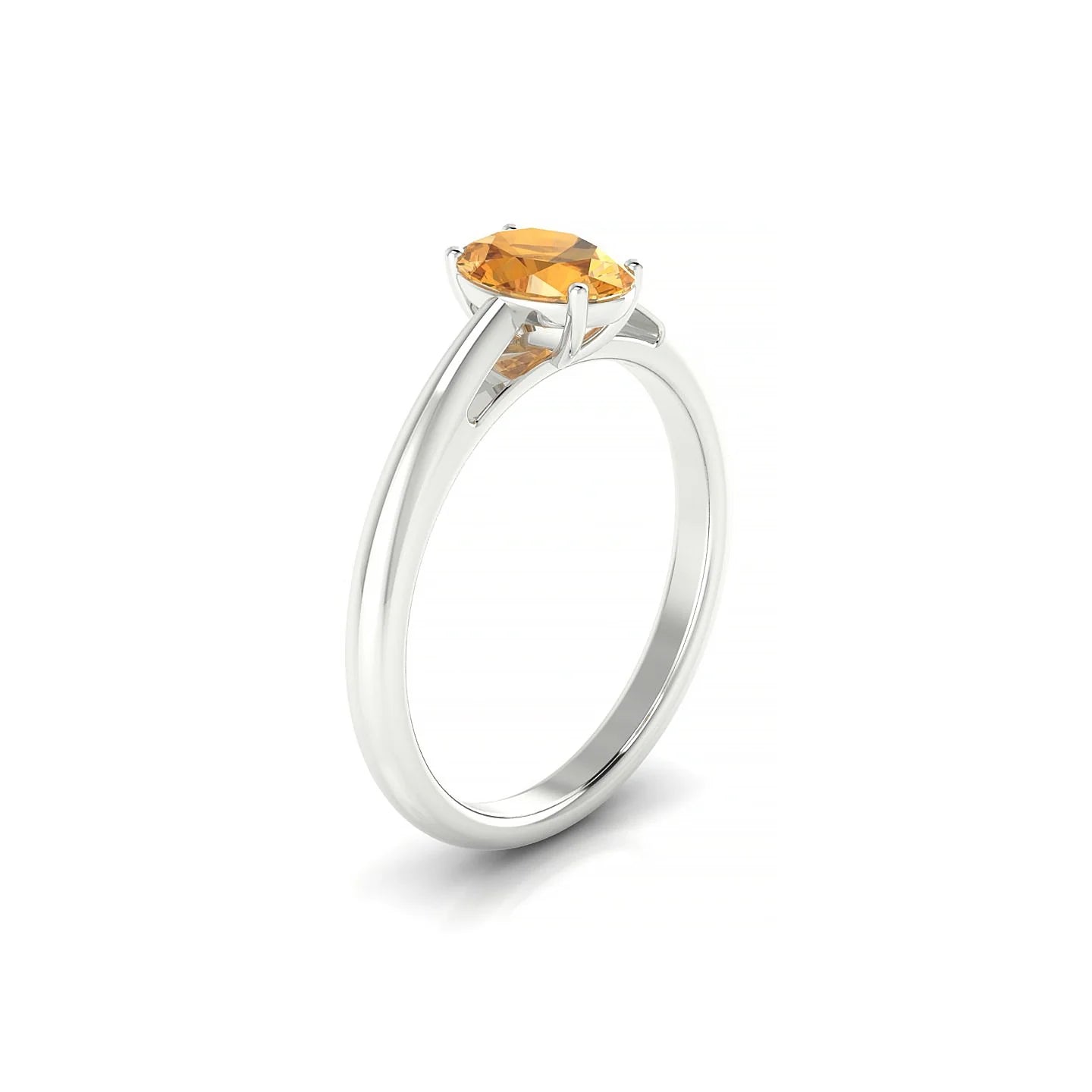 Treasure | 18k White Gold 7 x 5 mm Oval Citrine Ring