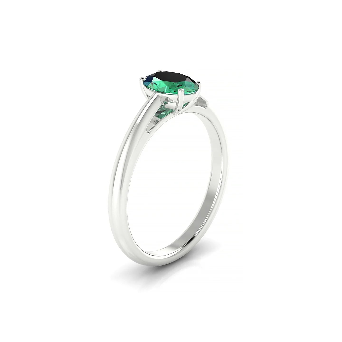 Treasure | 18k White Gold 7 x 5 mm Oval Emerald Ring