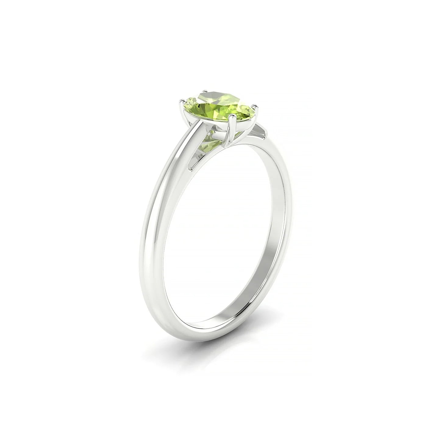 Treasure | 18k White Gold 7 x 5 mm Oval Peridot Ring