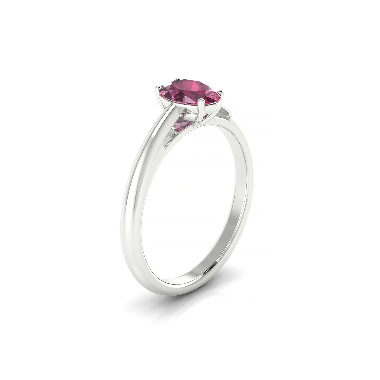 Treasure | 18k White Gold 7 x 5 mm Oval Rhodolite Ring