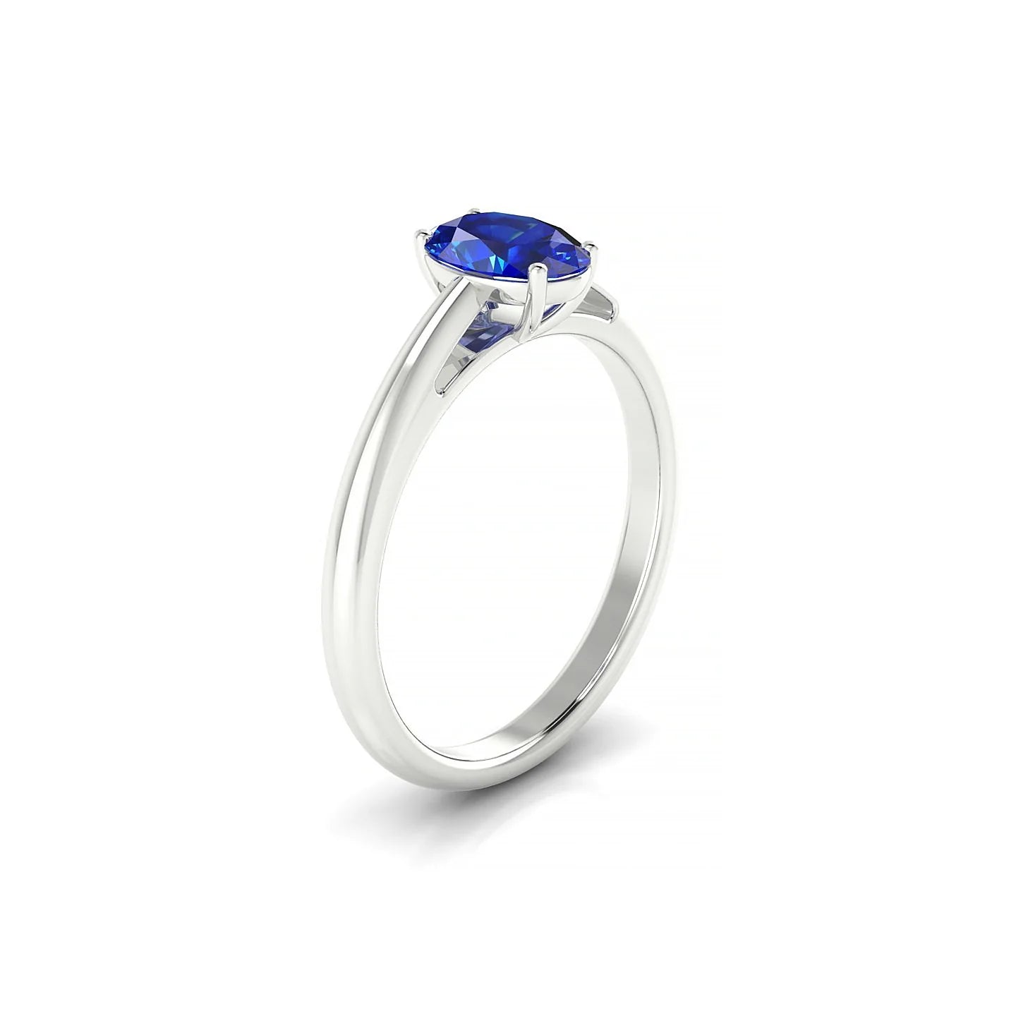 Treasure | 18k White Gold 7 x 5 mm Oval Sapphire Ring