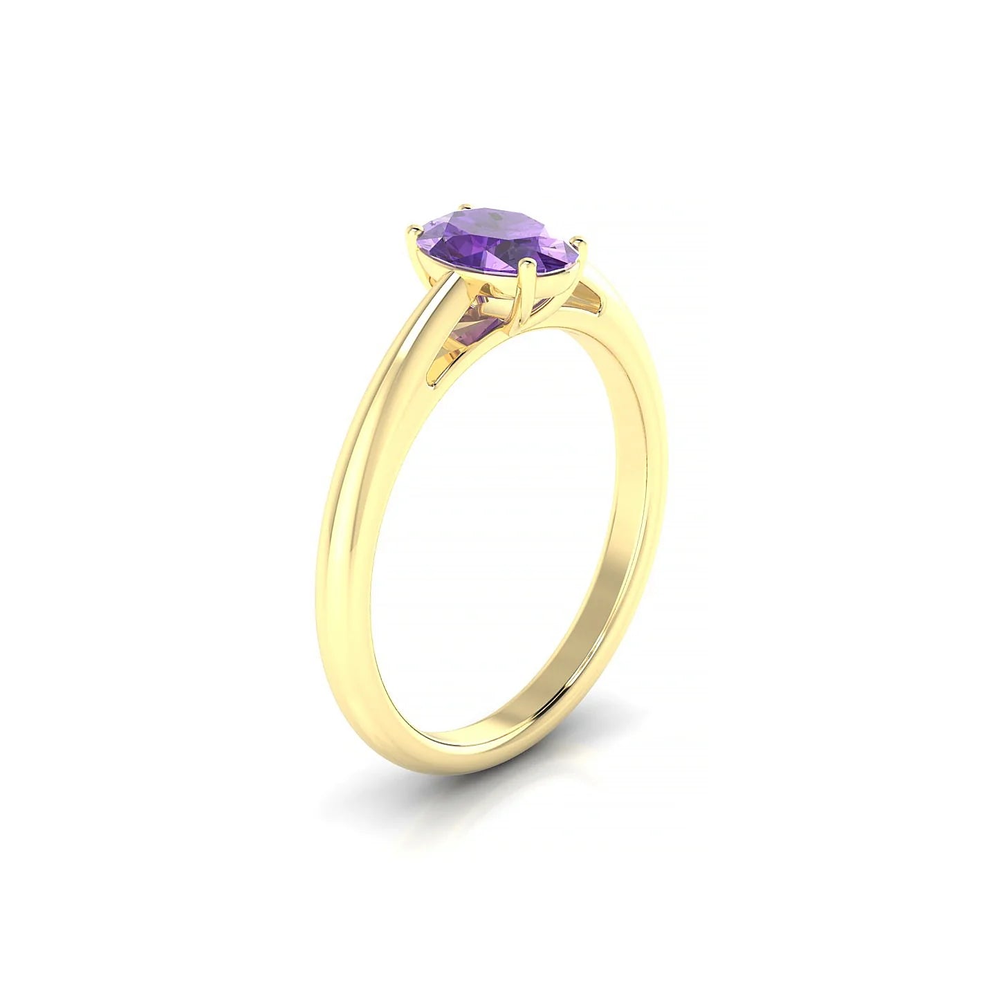 Treasure | 18k Yellow Gold 7 x 5 mm Oval Amethyst Ring
