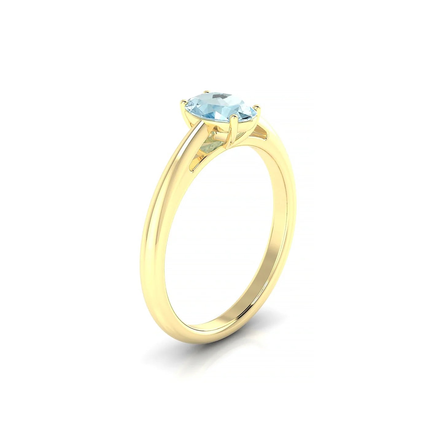 Treasure | 18k Yellow Gold 7 x 5 mm Oval Aquamarine Ring