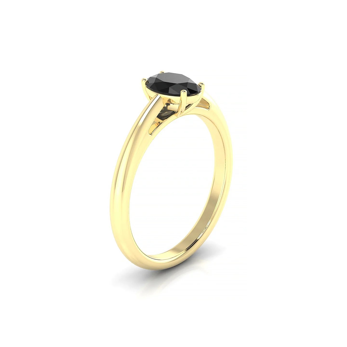 Treasure | 18k Yellow Gold 7 x 5 mm Oval Black Diamond Ring