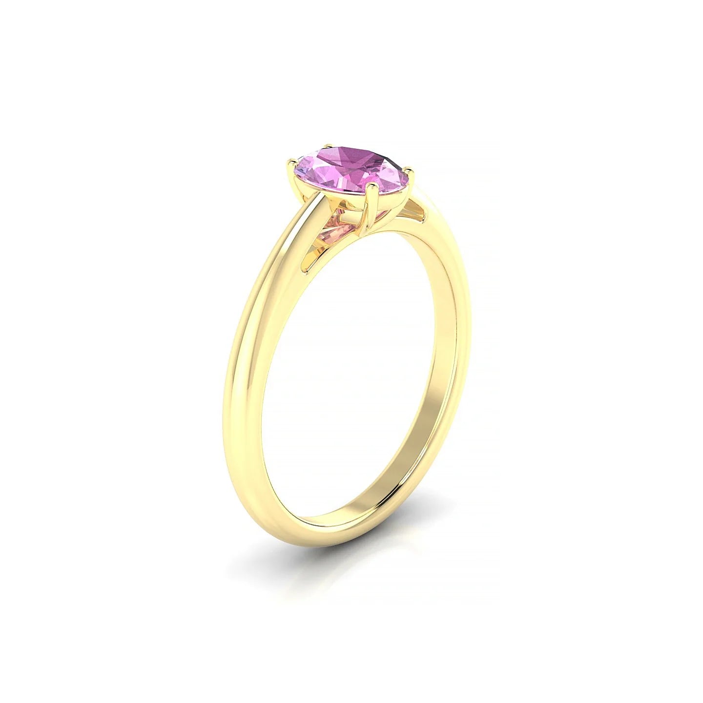 Treasure | 18k Yellow Gold 7 x 5 mm Oval Pink Sapphire Ring