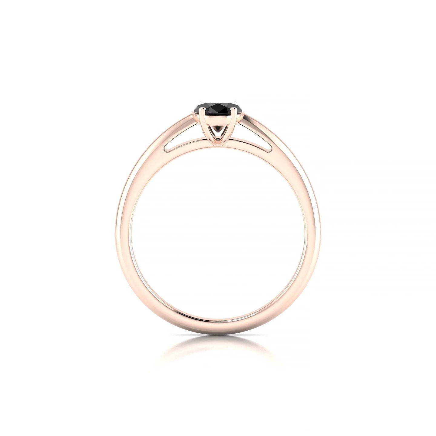 Treasure | 18k Rose Gold 7 x 5 mm Oval Black Diamond Ring