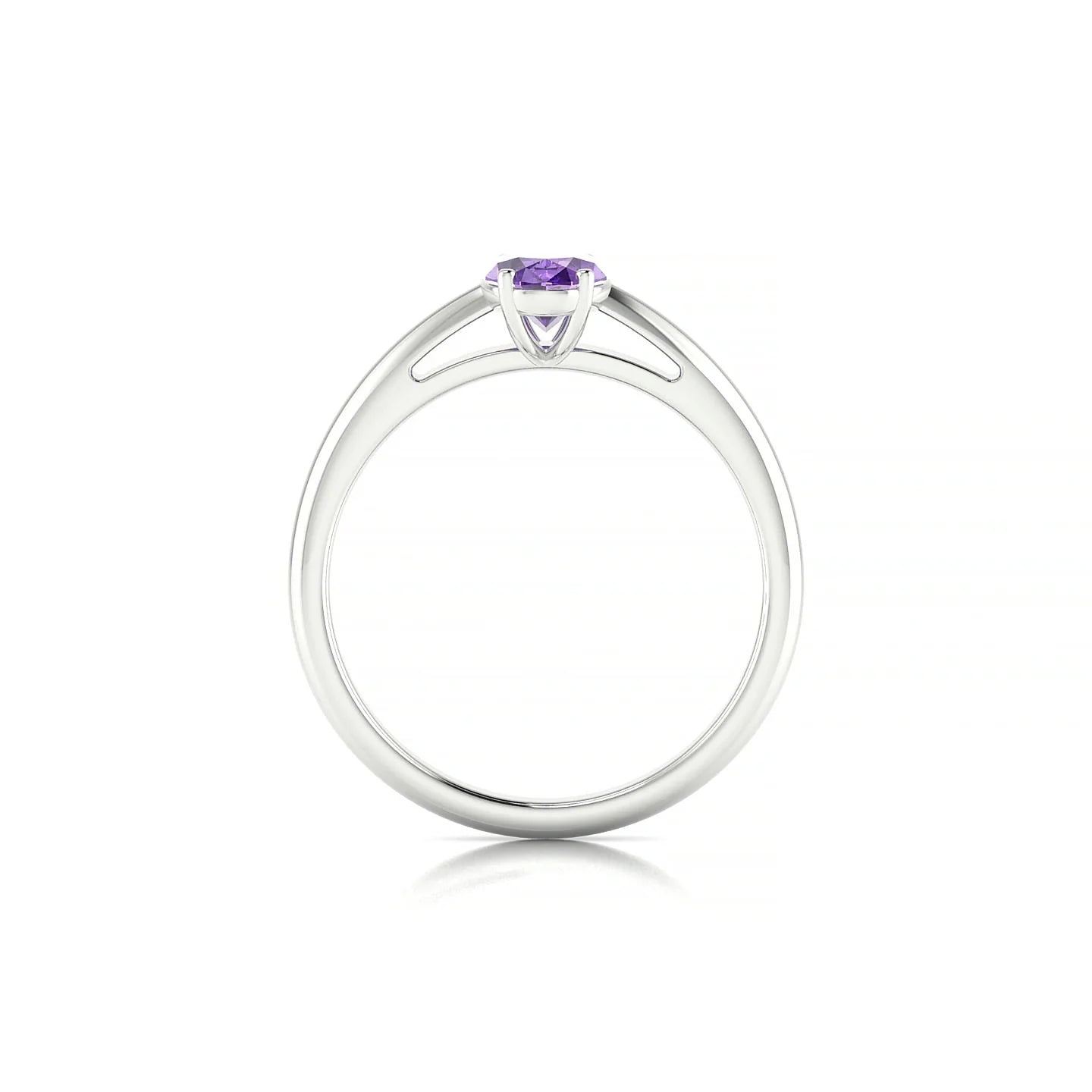 Treasure | 18k White Gold 7 x 5 mm Oval Amethyst Ring