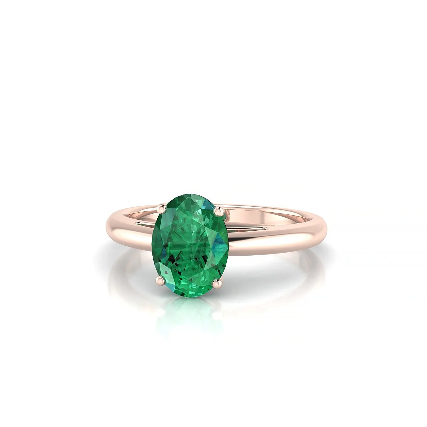 Treasure | 18k Rose Gold 8 x 6 mm Oval Emerald Ring