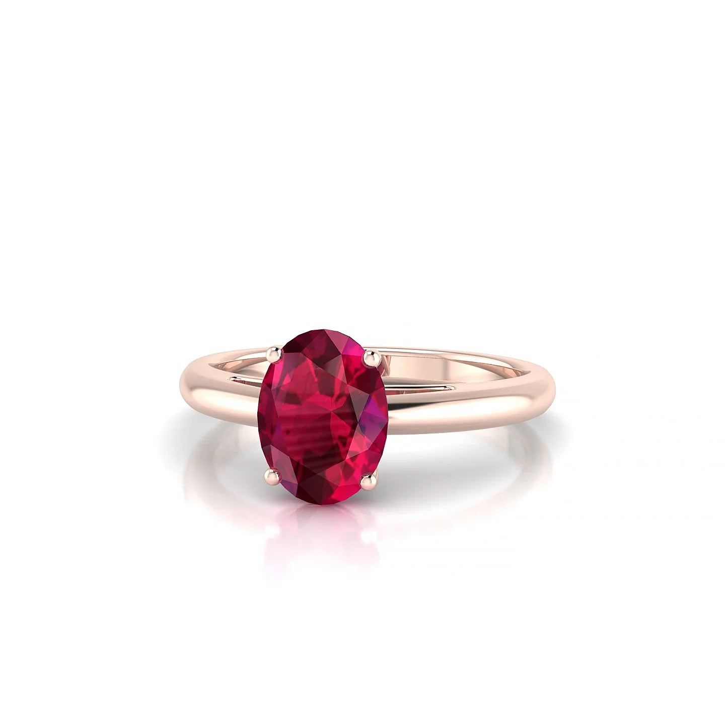 Treasure | 18k Rose Gold 8 x 6 mm Oval Ruby Ring