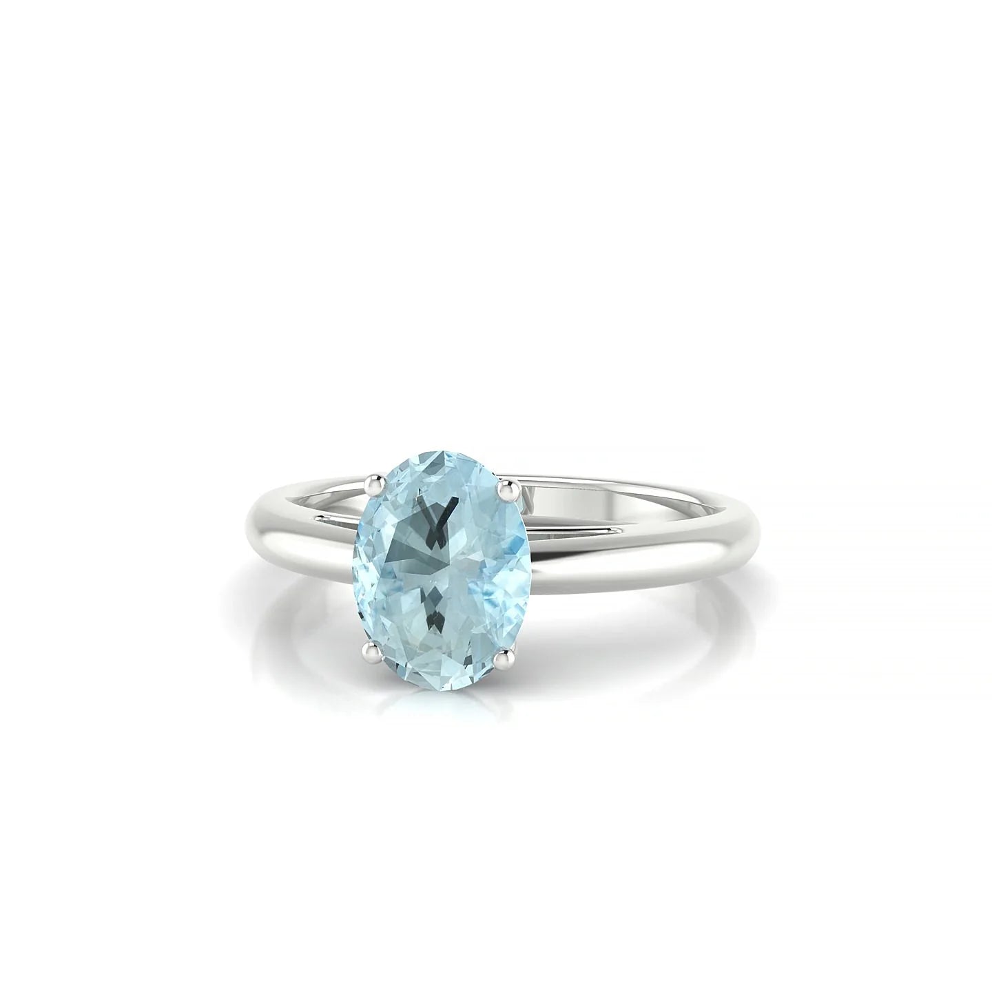 Treasure | 18k White Gold 8 x 6 mm Oval Aquamarine Ring