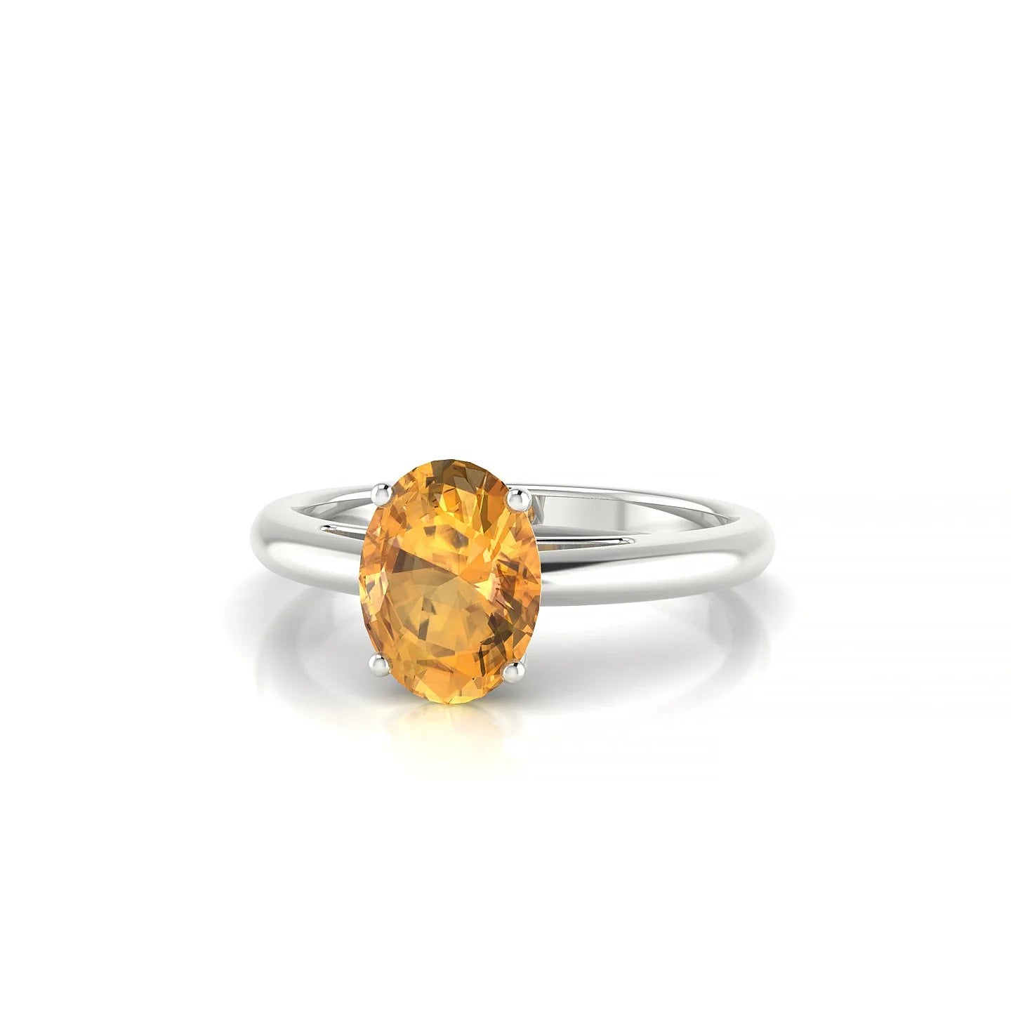 Treasure | 18k White Gold 8 x 6 mm Oval Citrine Ring