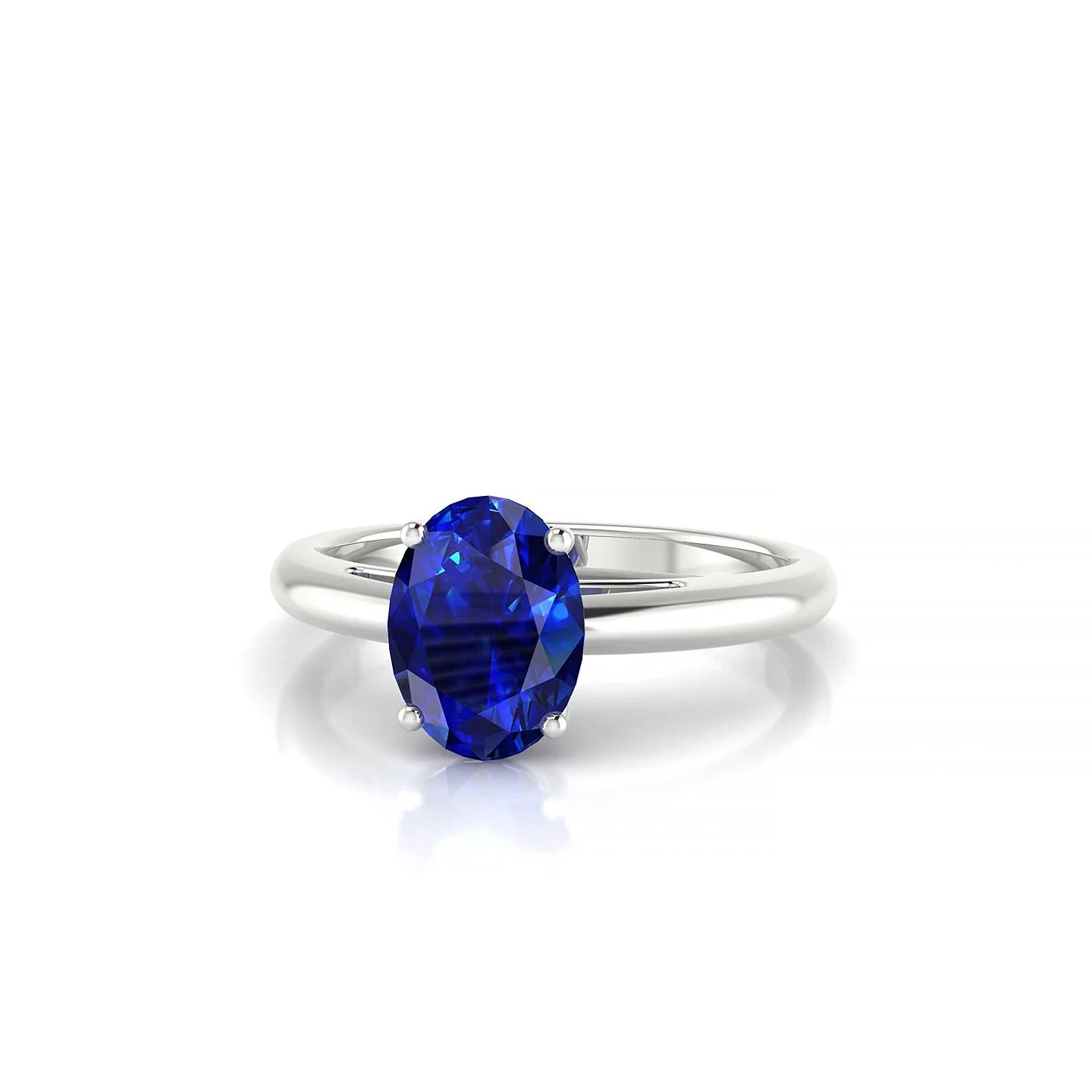 Treasure | 18k White Gold 8 x 6 mm Oval Sapphire Ring