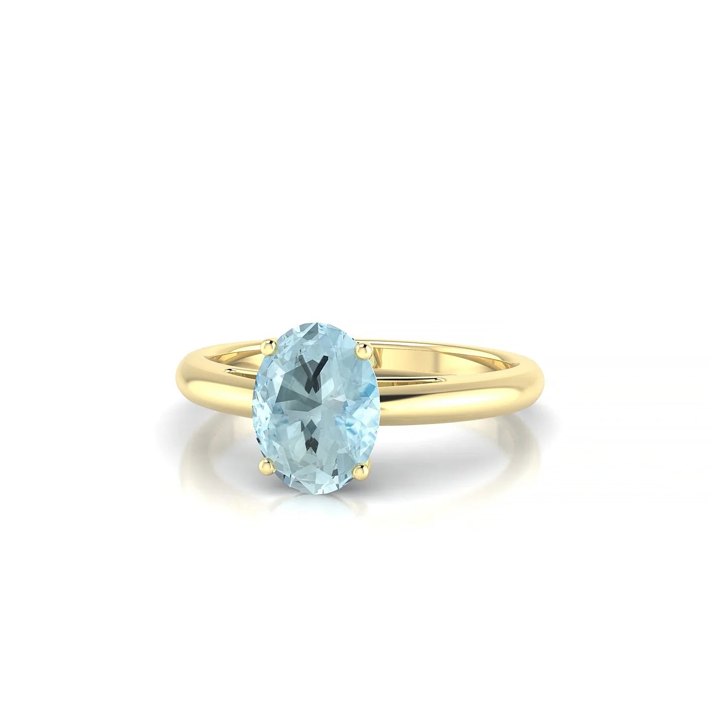 Treasure | 18k Yellow Gold 8 x 6 mm Oval Aquamarine Ring