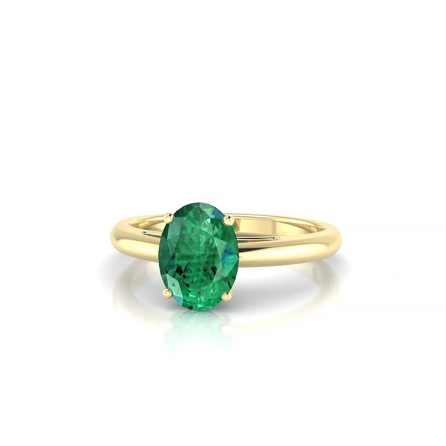 Treasure | 18k Yellow Gold 8 x 6 mm Oval Emerald Ring