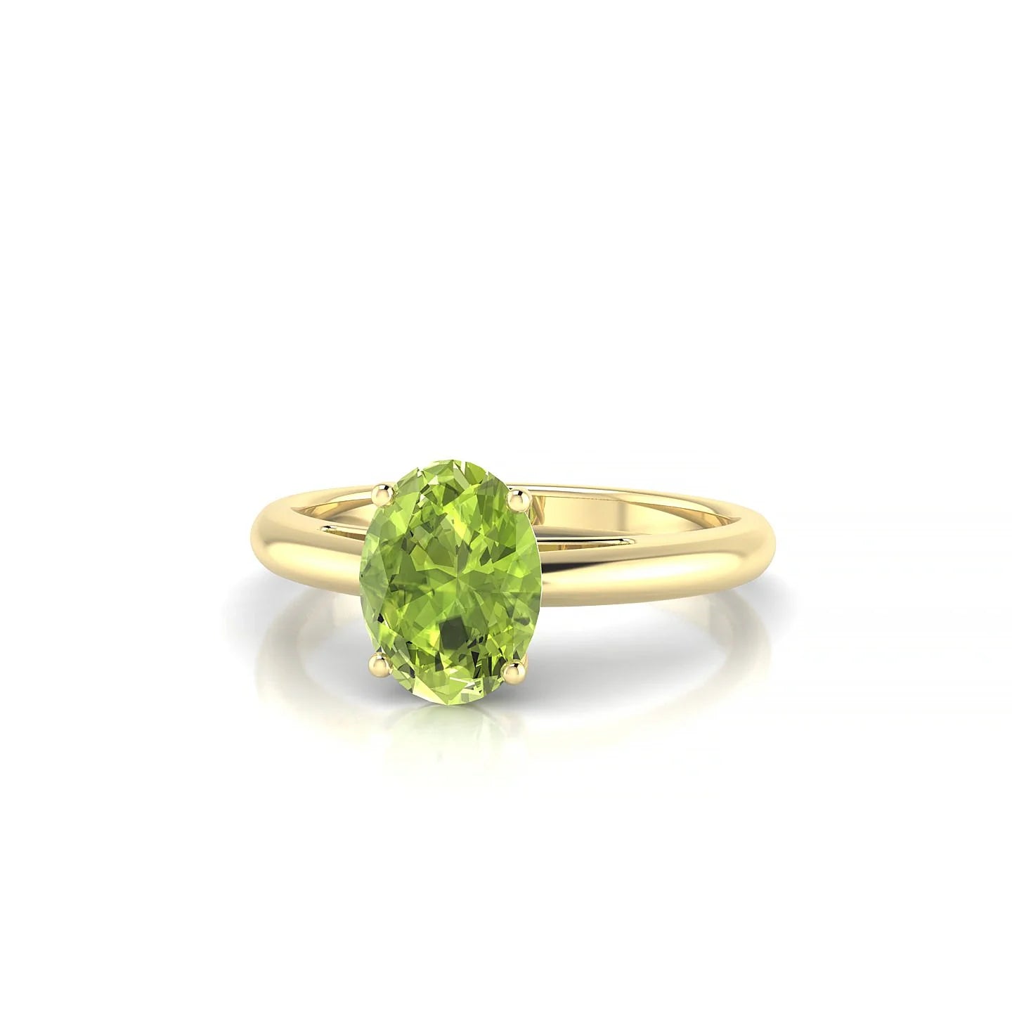 Treasure | 18k Yellow Gold 8 x 6 mm Oval Peridot Ring