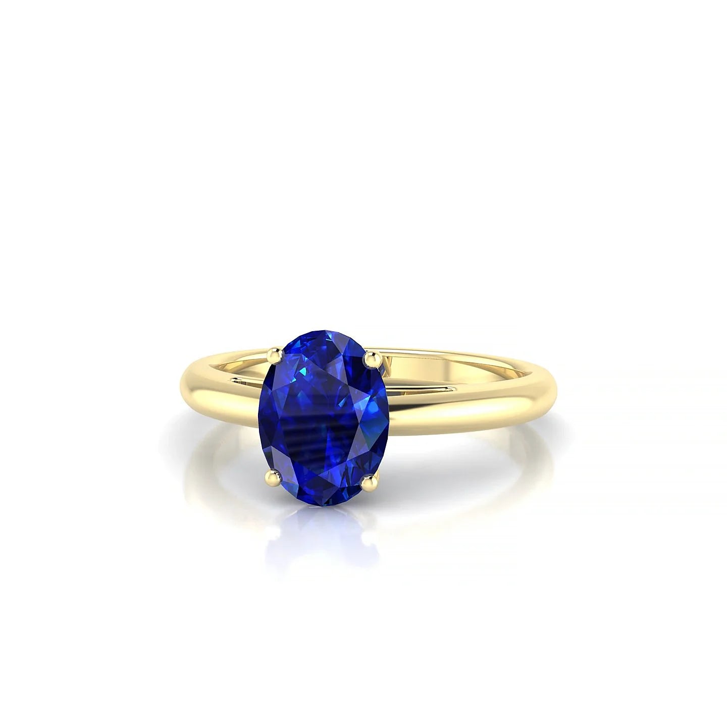 Treasure | 18k Yellow Gold 8 x 6 mm Oval Sapphire Ring