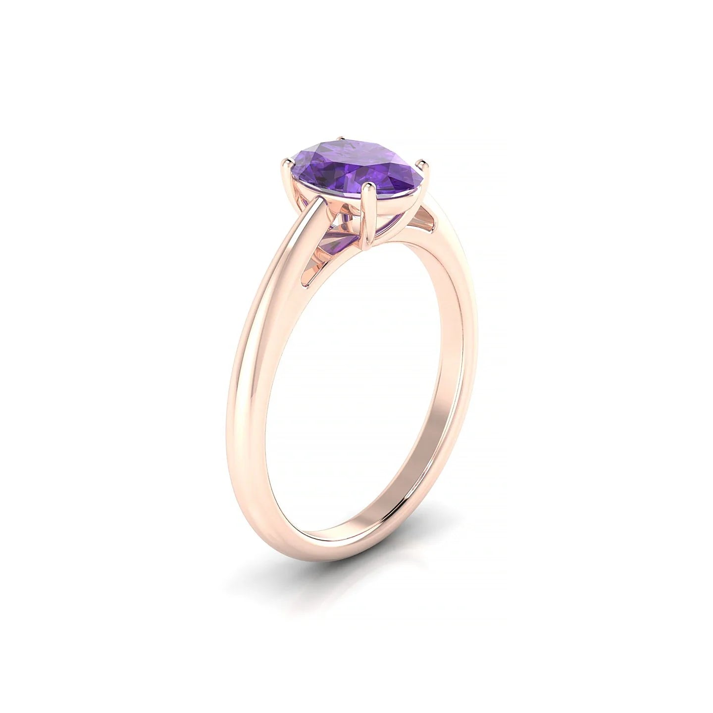 Treasure | 18k Rose Gold 8 x 6 mm Oval Amethyst Ring
