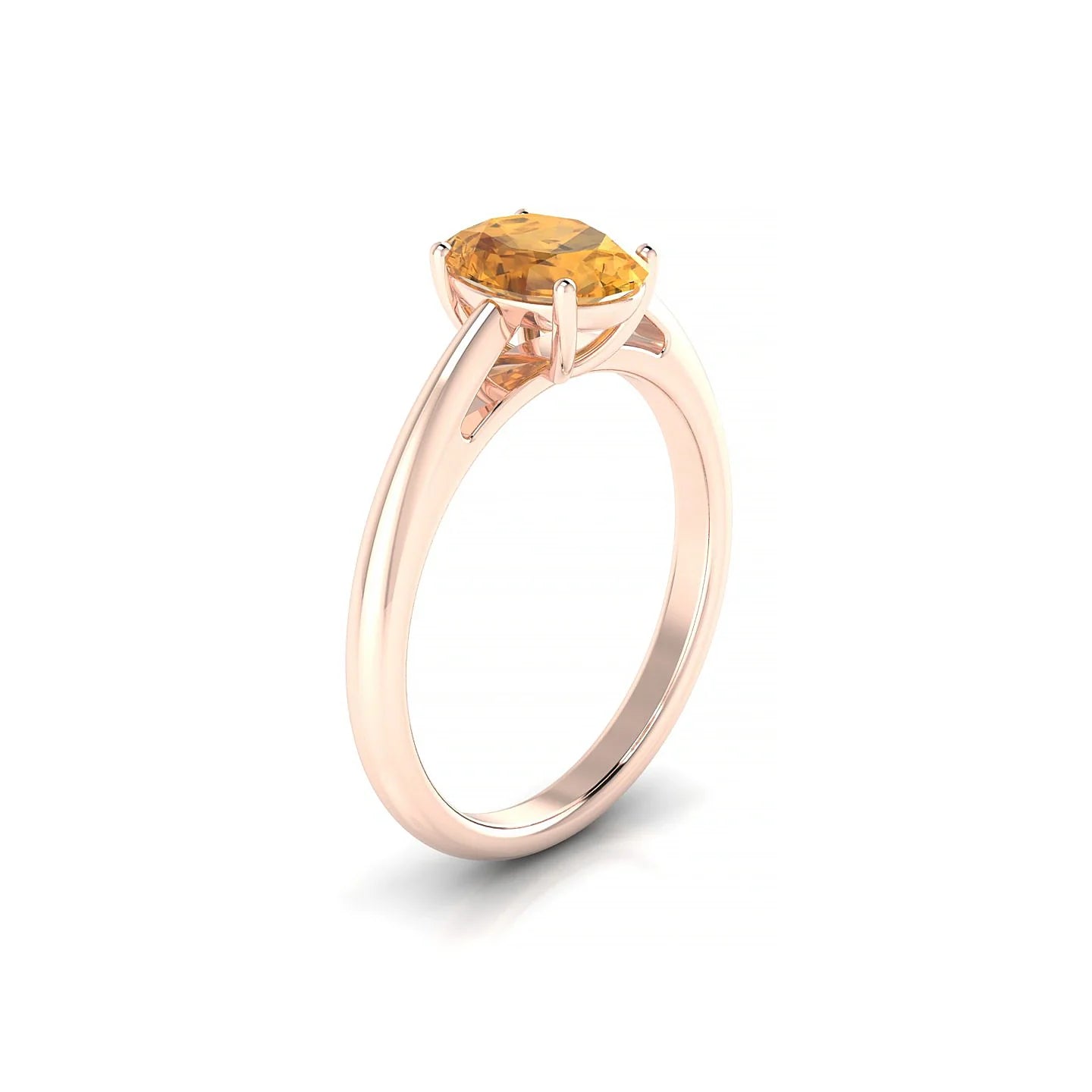 Treasure | 18k Rose Gold 8 x 6 mm Oval Citrine Ring