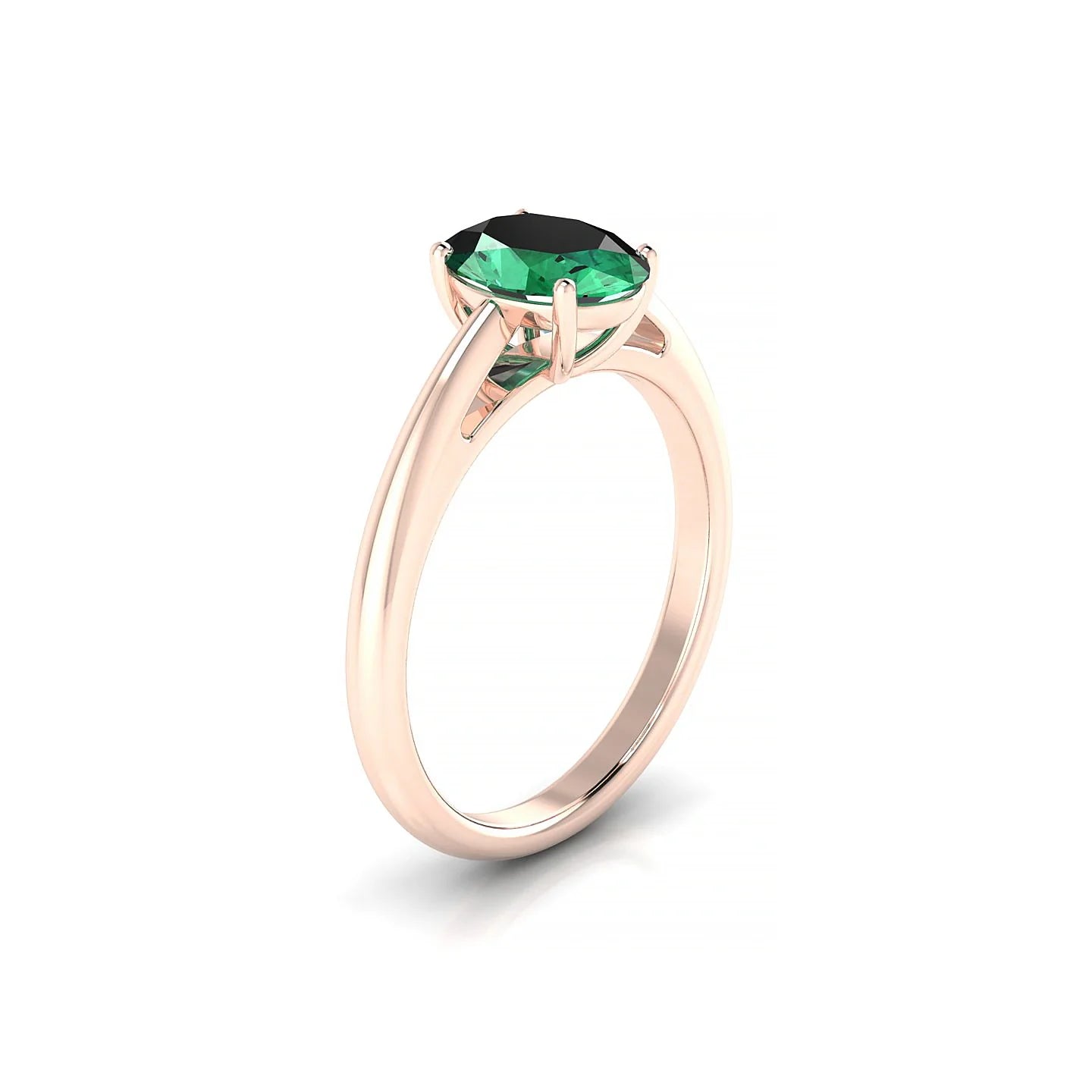 Treasure | 18k Rose Gold 8 x 6 mm Oval Emerald Ring