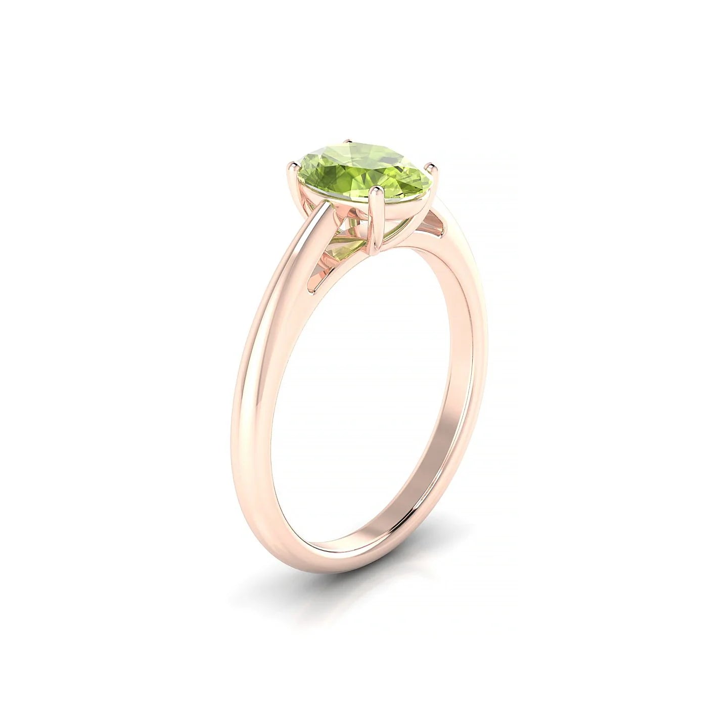 Treasure | 18k Rose Gold 8 x 6 mm Oval Peridot Ring