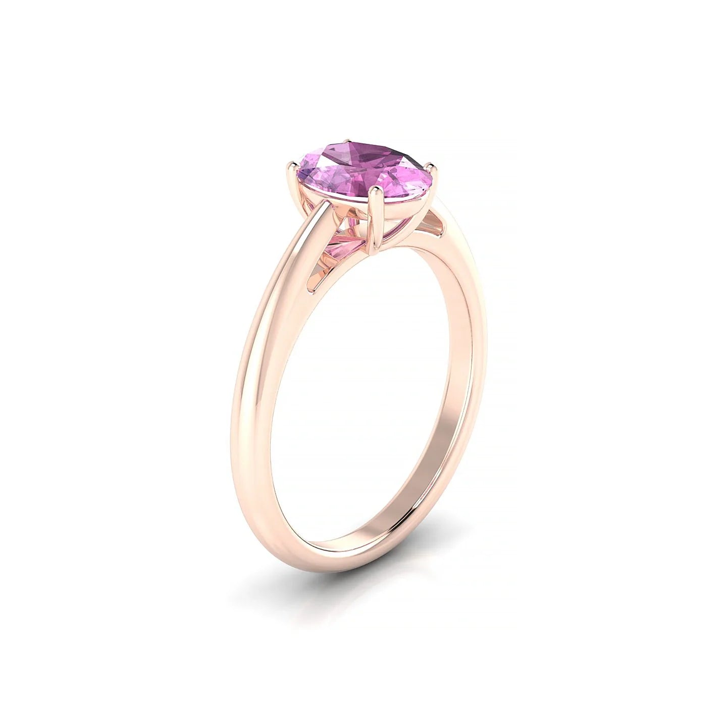 Treasure | 18k Rose Gold 8 x 6 mm Oval Pink Sapphire Ring
