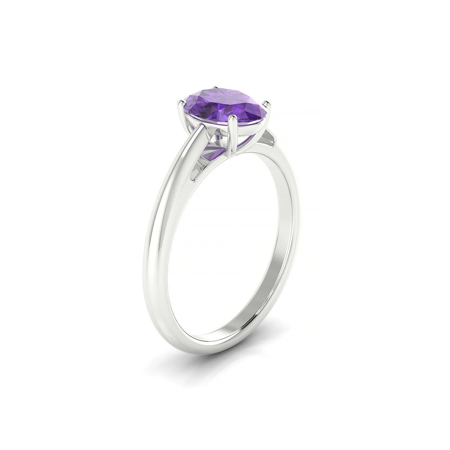 Treasure | 18k White Gold 8 x 6 mm Oval Amethyst Ring