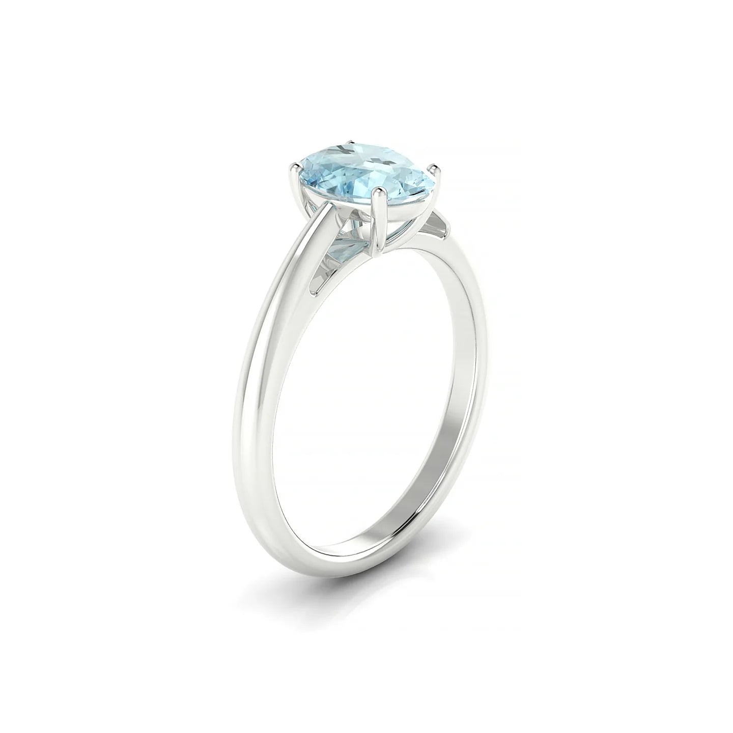 Treasure | 18k White Gold 8 x 6 mm Oval Aquamarine Ring