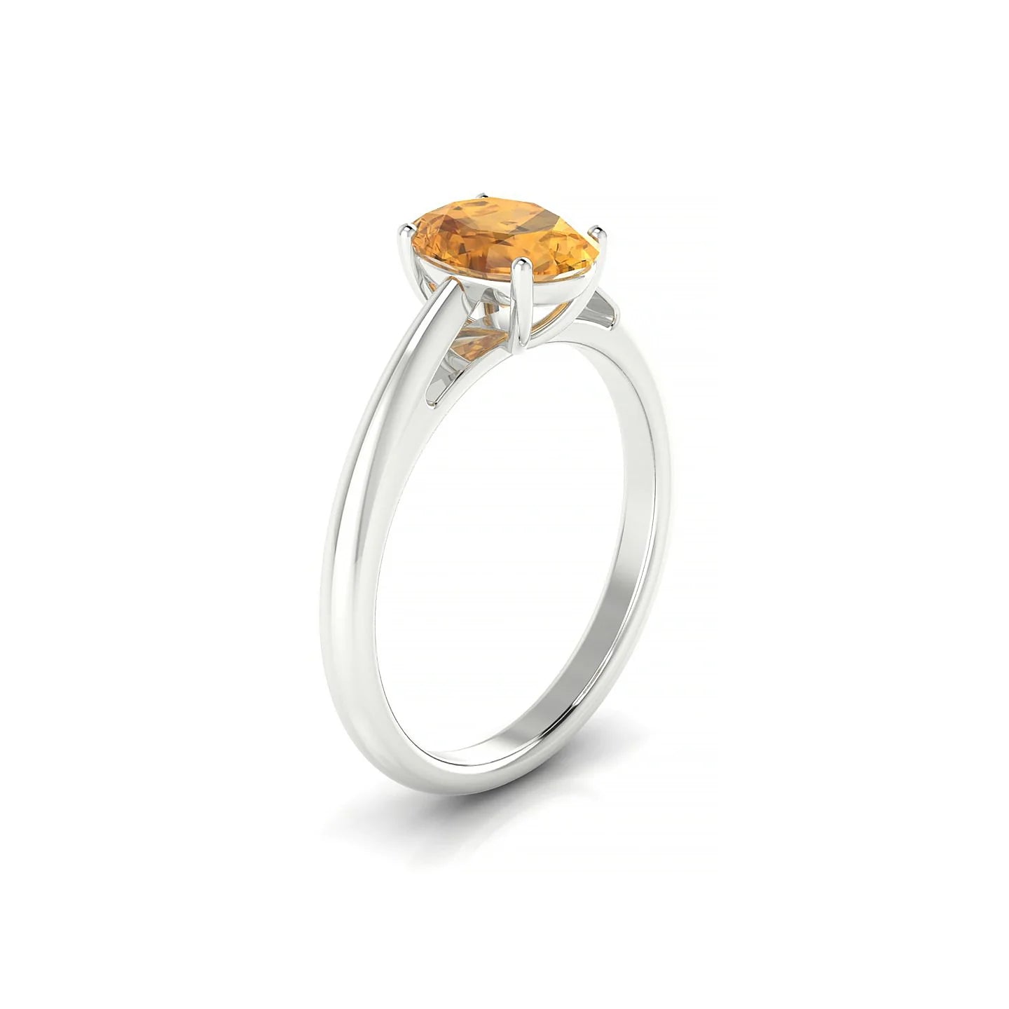 Treasure | 18k White Gold 8 x 6 mm Oval Citrine Ring