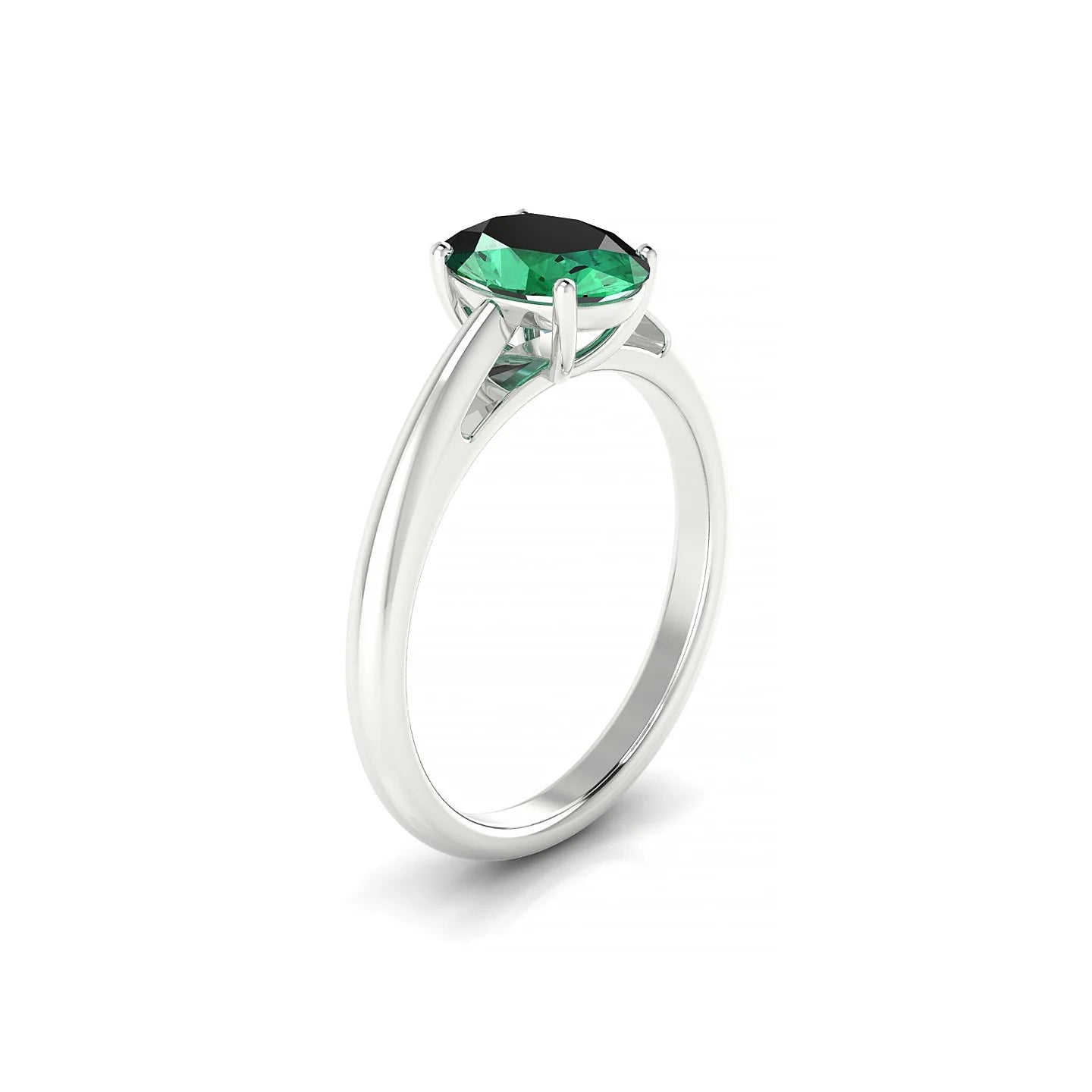 Treasure | 18k White Gold 8 x 6 mm Oval Emerald Ring