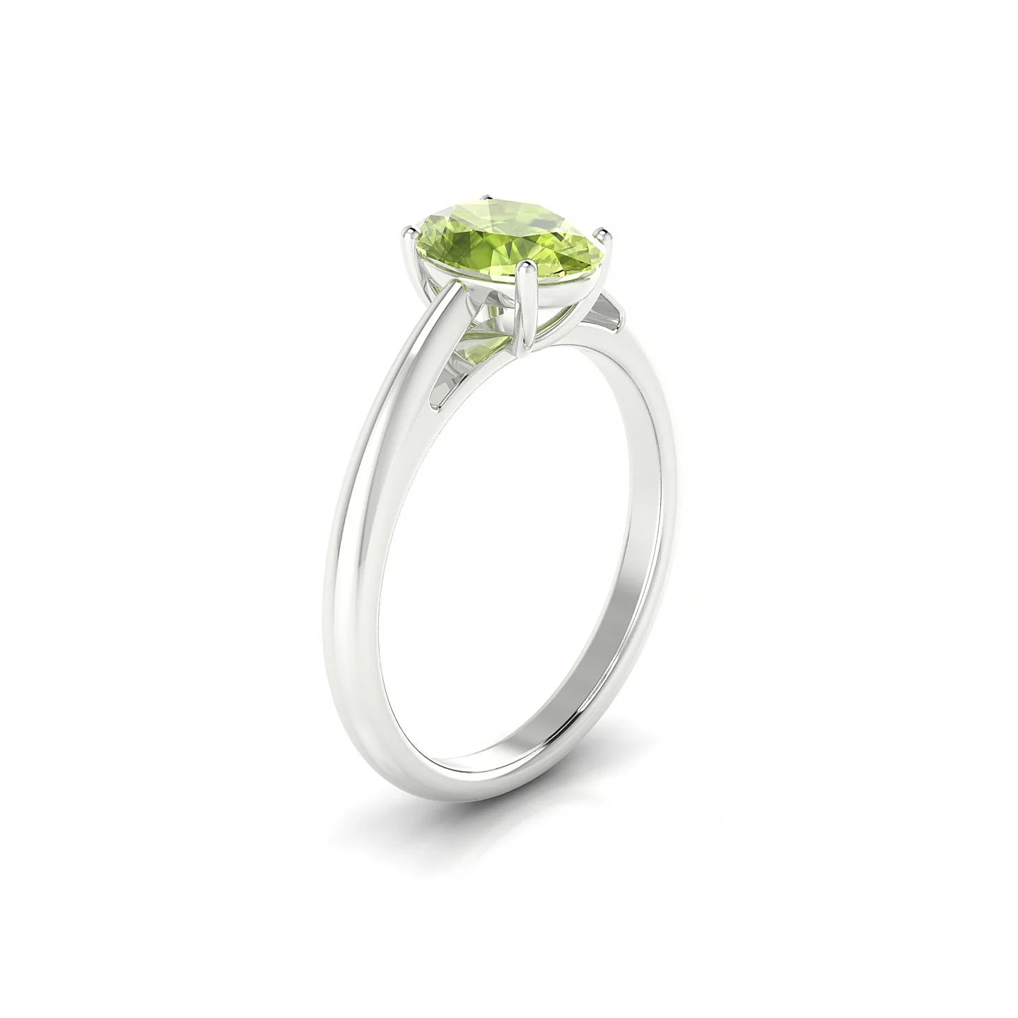 Treasure | 18k White Gold 8 x 6 mm Oval Peridot Ring