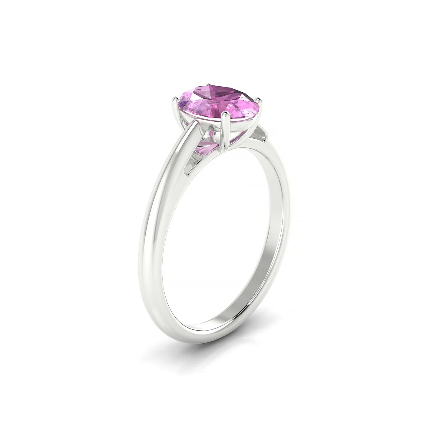 Treasure | 18k White Gold 8 x 6 mm Oval Pink Sapphire Ring
