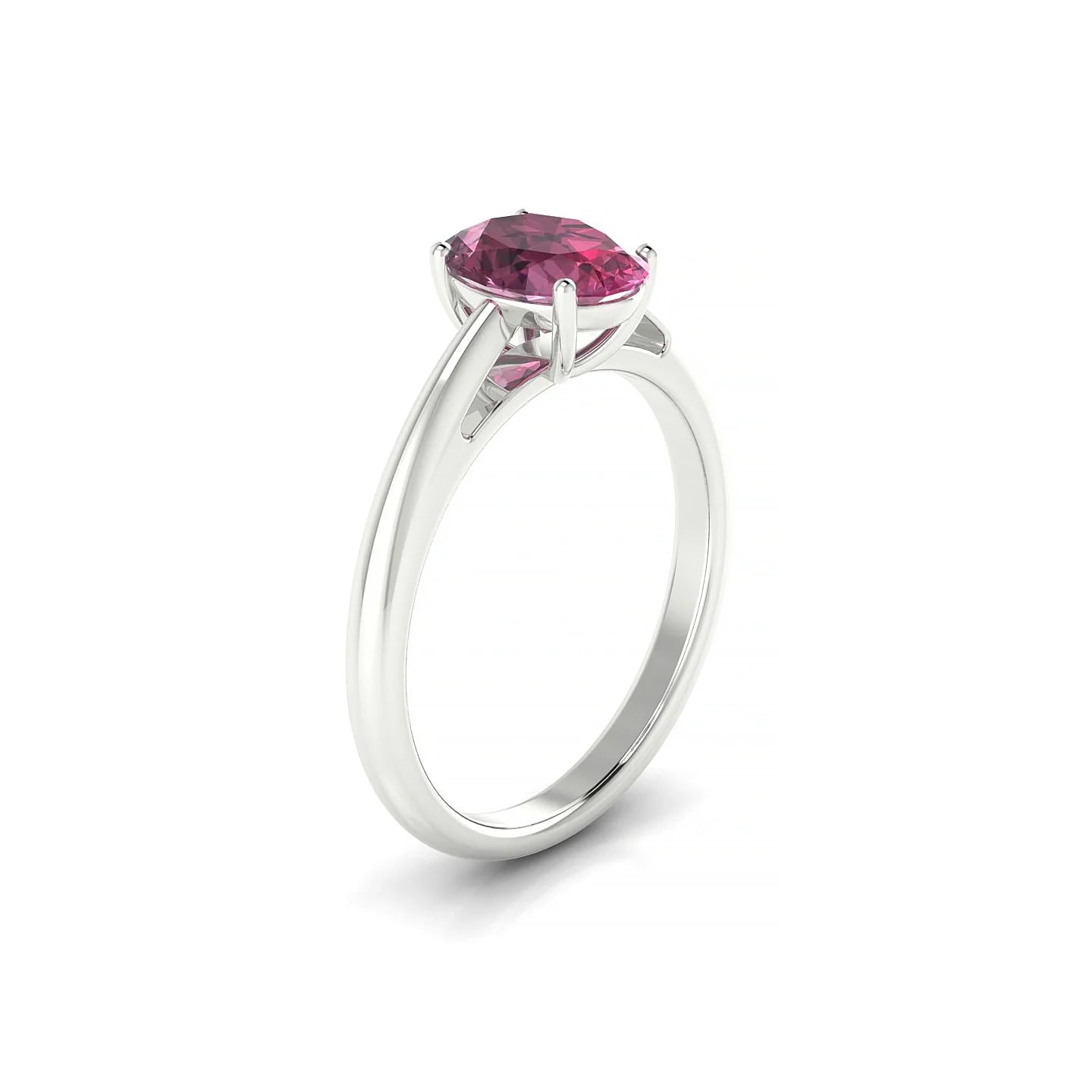 Treasure | 18k White Gold 8 x 6 mm Oval Rhodolite Ring