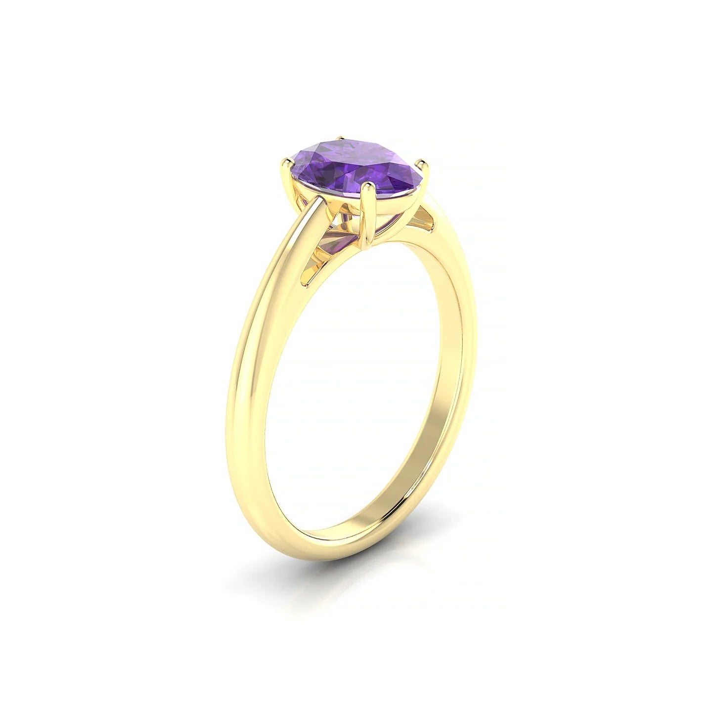 Treasure | 18k Yellow Gold 8 x 6 mm Oval Amethyst Ring