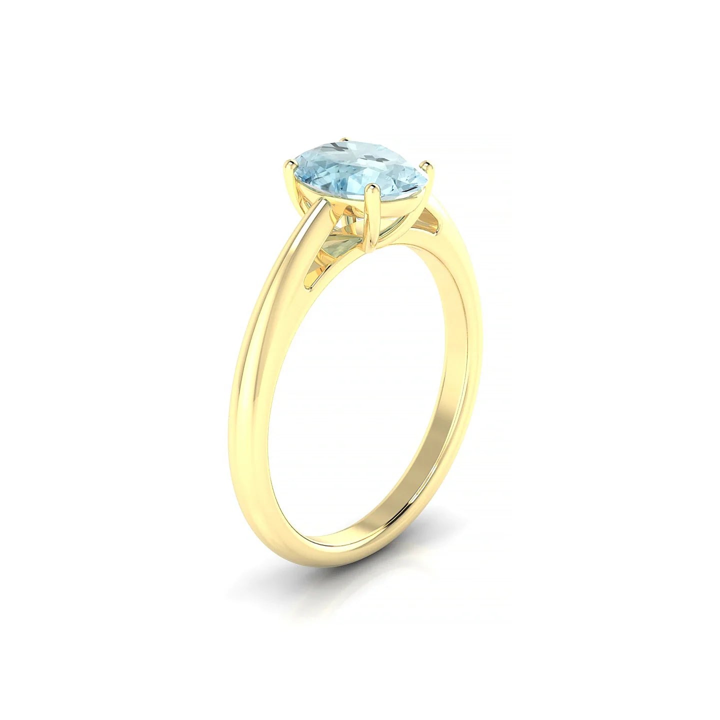 Treasure | 18k Yellow Gold 8 x 6 mm Oval Aquamarine Ring