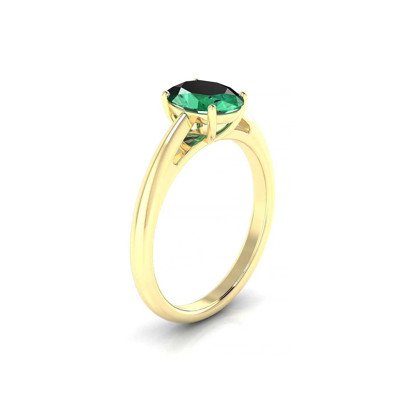 Treasure | 18k Yellow Gold 8 x 6 mm Oval Emerald Ring