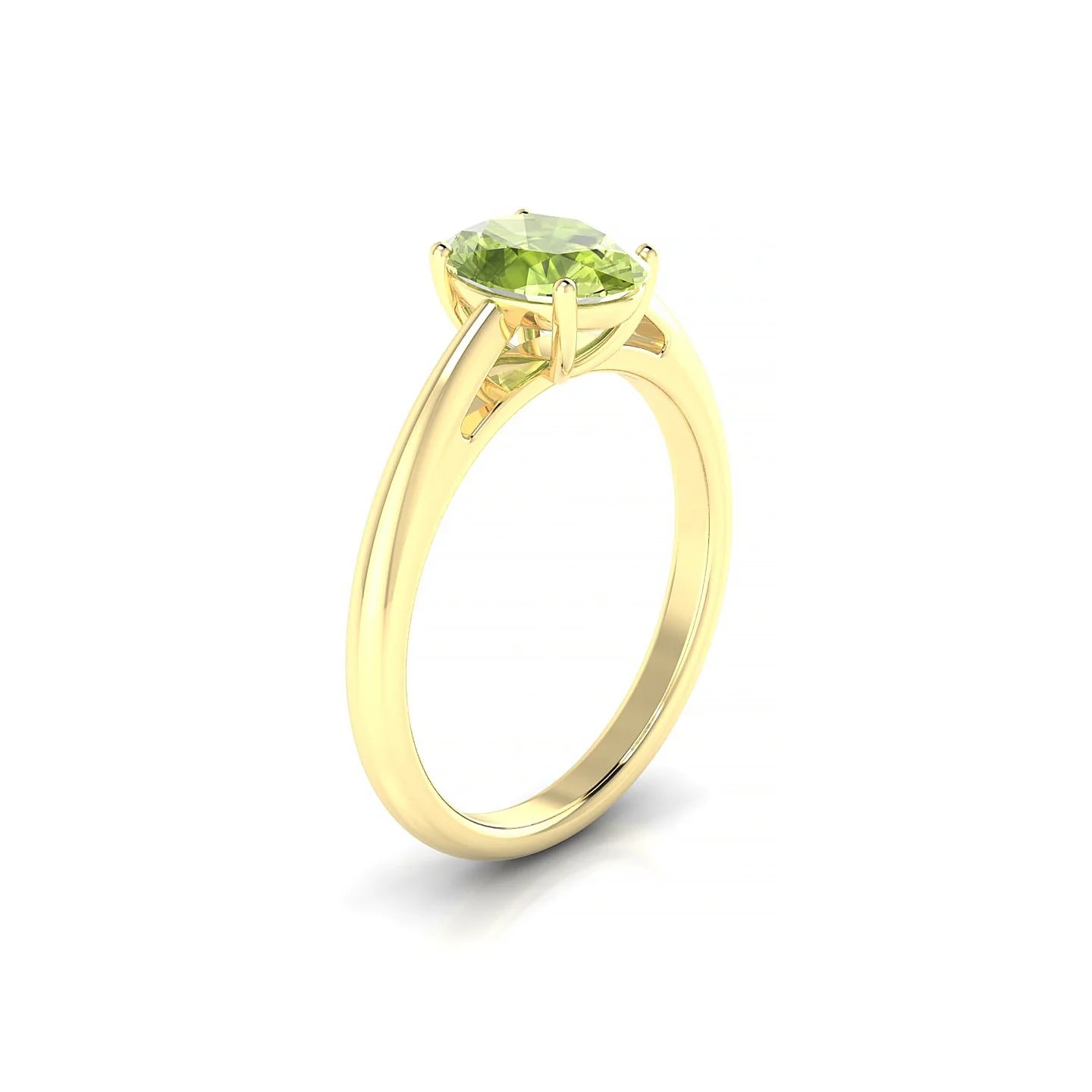 Treasure | 18k Yellow Gold 8 x 6 mm Oval Peridot Ring