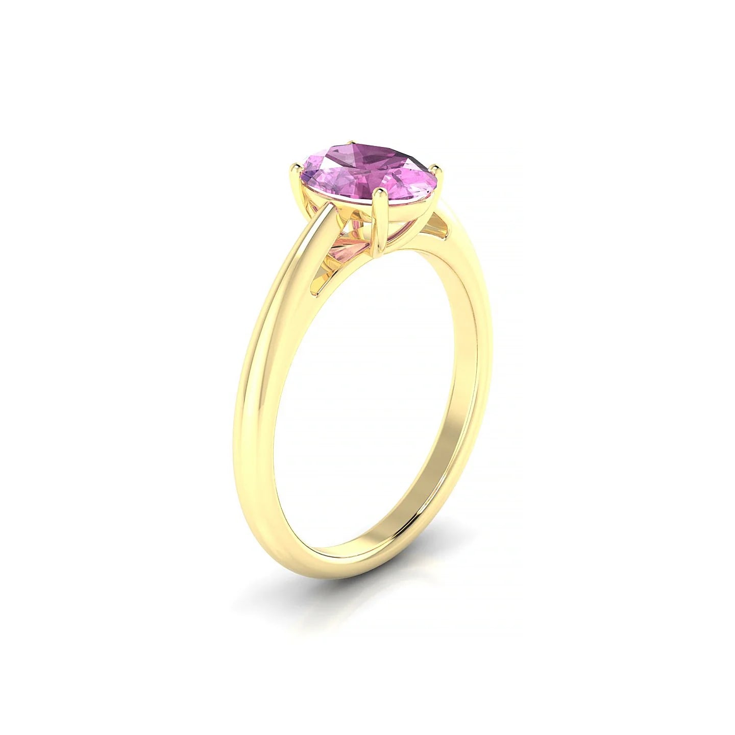 Treasure | 18k Yellow Gold 8 x 6 mm Oval Pink Sapphire Ring