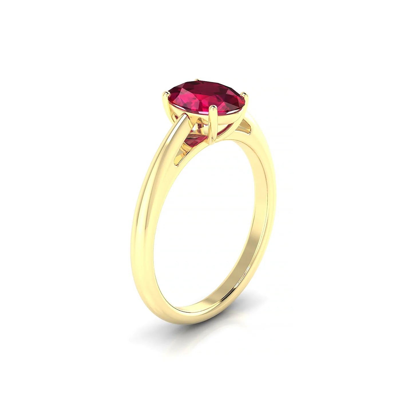 Treasure | 18k Yellow Gold 8 x 6 mm Oval Ruby Ring