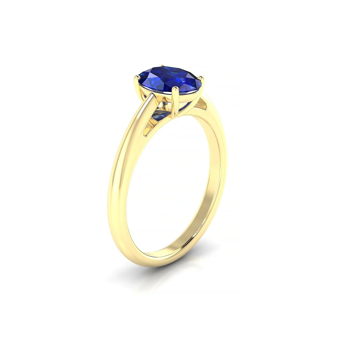 Treasure | 18k Yellow Gold 8 x 6 mm Oval Sapphire Ring