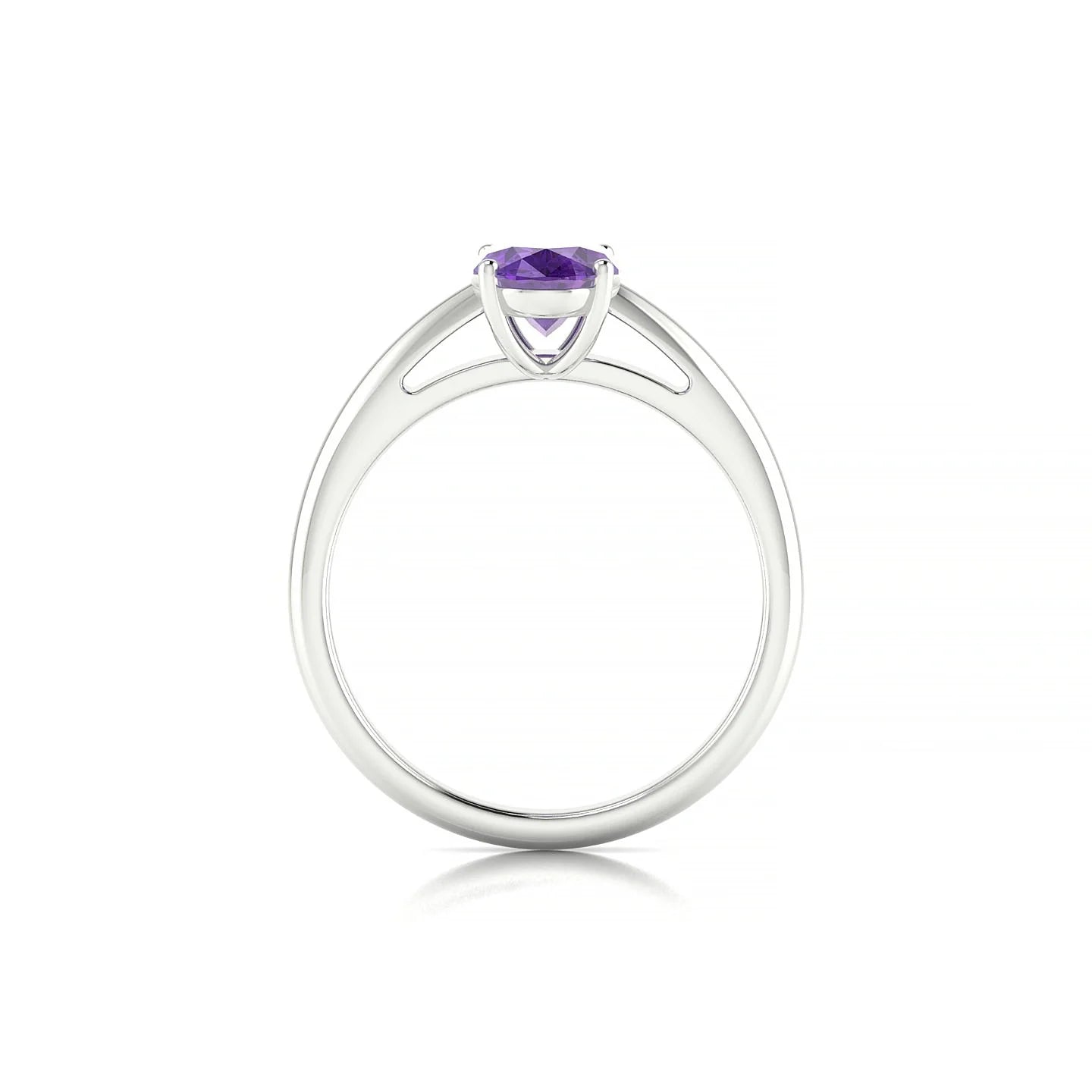 Treasure | 18k White Gold 8 x 6 mm Oval Amethyst Ring