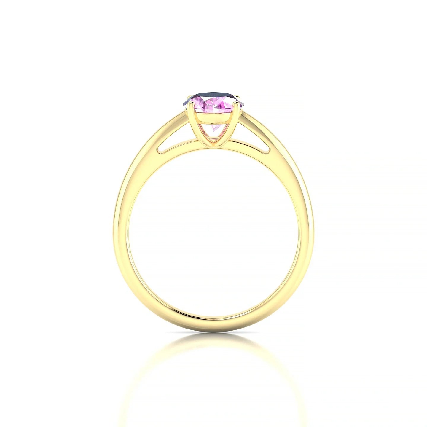 Treasure | 18k Yellow Gold 8 x 6 mm Oval Pink Sapphire Ring