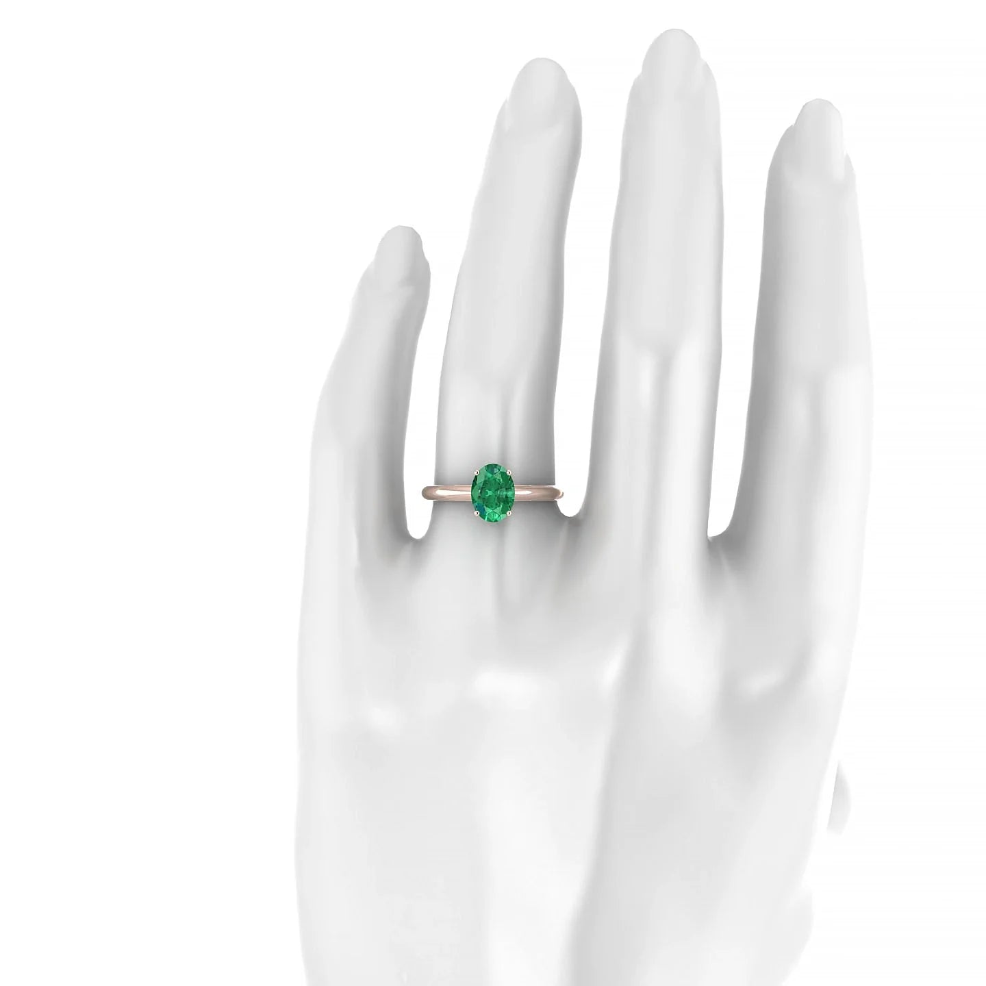 Treasure | 18k Rose Gold 8 x 6 mm Oval Emerald Ring