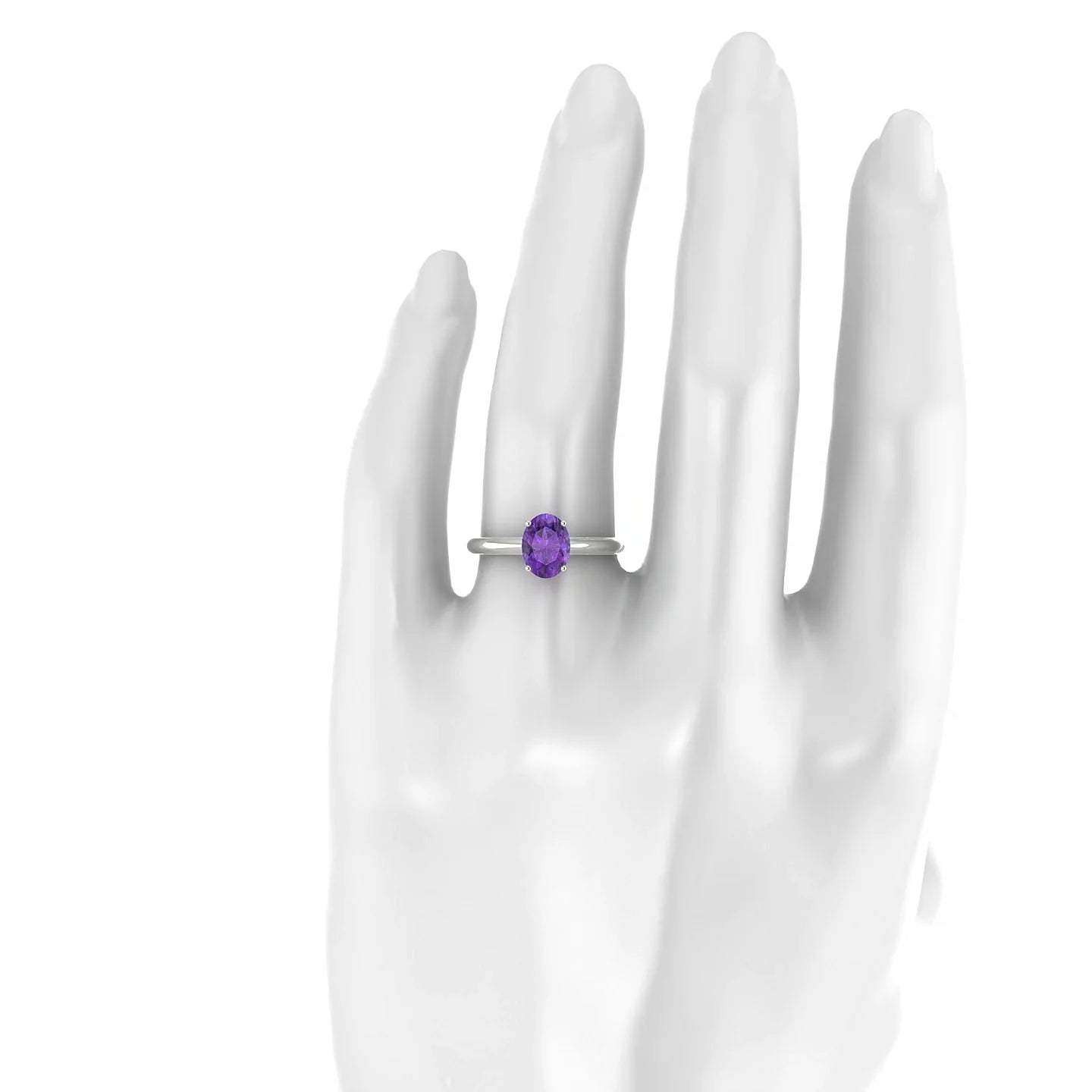 Treasure | 18k White Gold 8 x 6 mm Oval Amethyst Ring