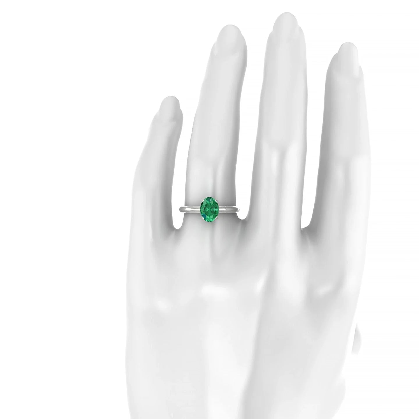 Treasure | 18k White Gold 8 x 6 mm Oval Emerald Ring