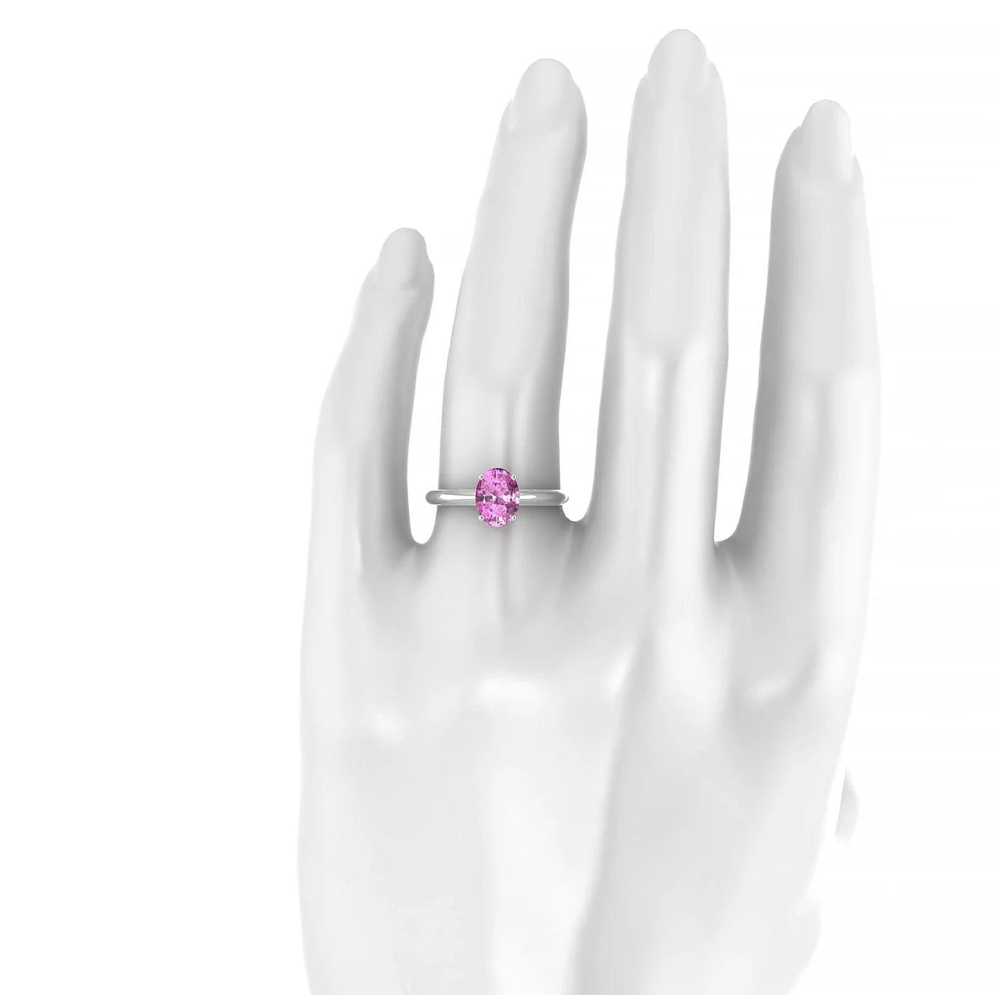 Treasure | 18k White Gold 8 x 6 mm Oval Pink Sapphire Ring