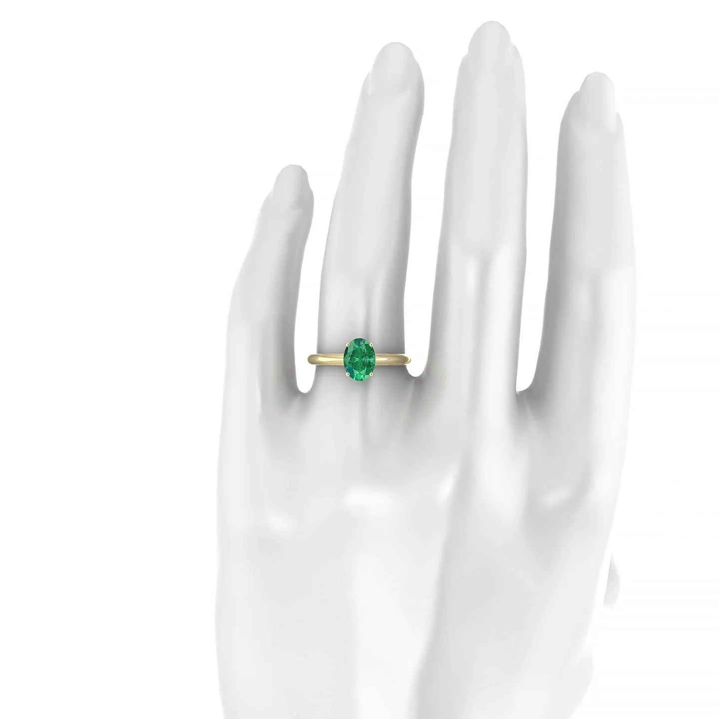 Treasure | 18k Yellow Gold 8 x 6 mm Oval Emerald Ring